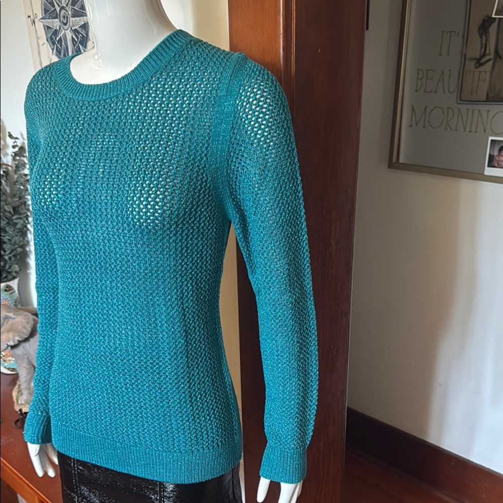 NWT northern reflections size small beachy summer Teal Women's hole Sweater